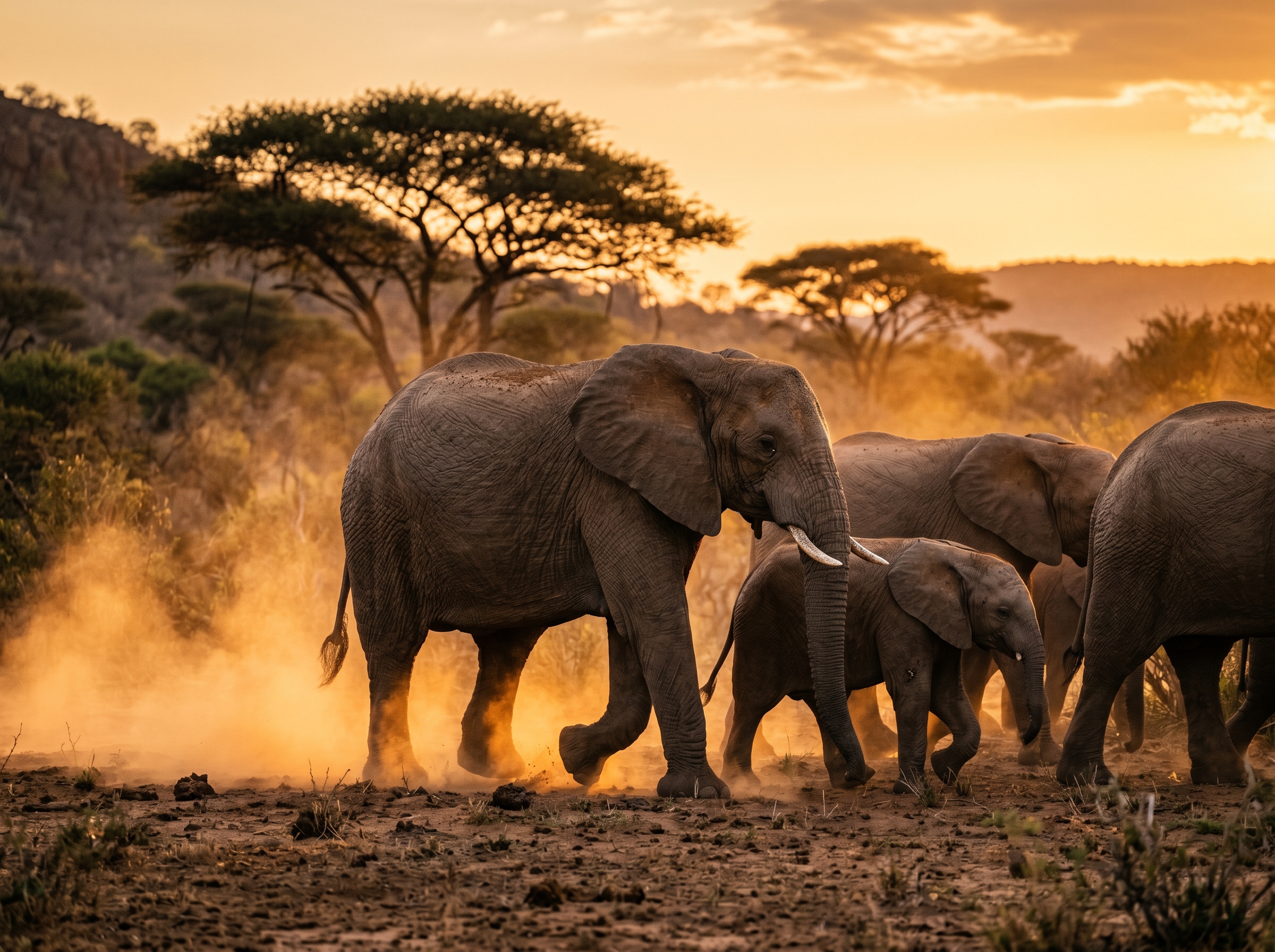 Elephant herd in the bushveld