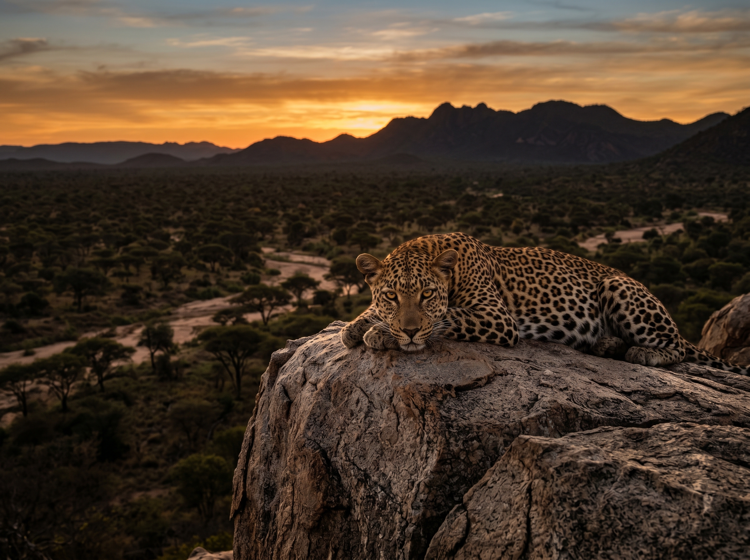 Leopard at sunset